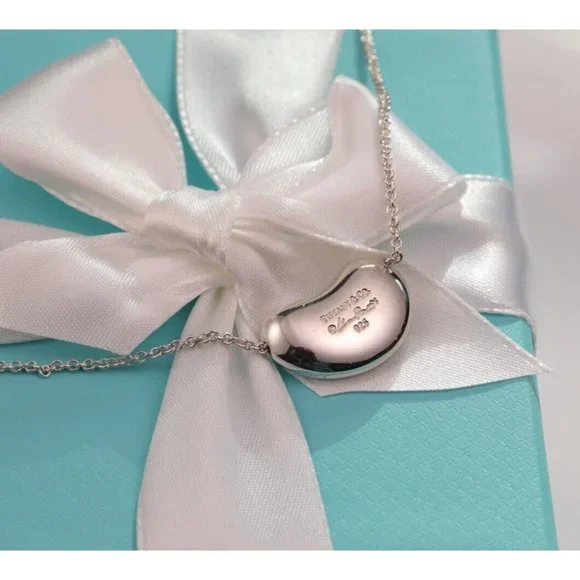 Tiffany & Co. Elsa Peretti Bean Design Pendant Necklace 18mm in Silver 16" Chain - Picture 6 of 9